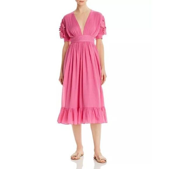 Carolina K Size Small Greta dress pink gauze floral appliqué - EUC - Picture 1 of 15